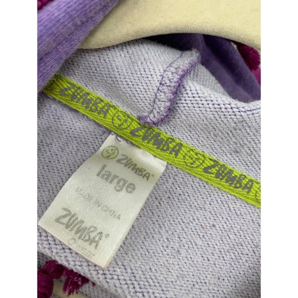 Zumba Hooded Pull Over Sweatshirt Pocket  MOVE ME  Large Purple and Green  Logo - Picture 7 of 8